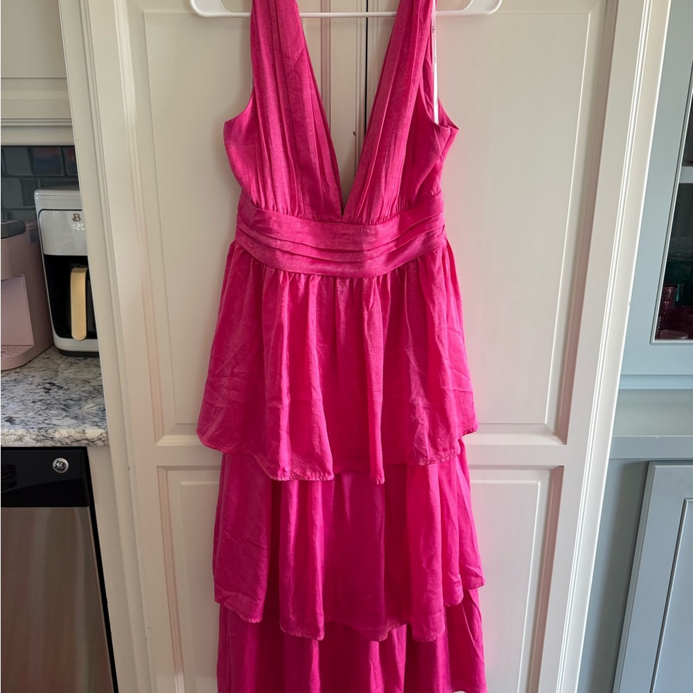 Lulu's Vibrant tiered Pink Dress